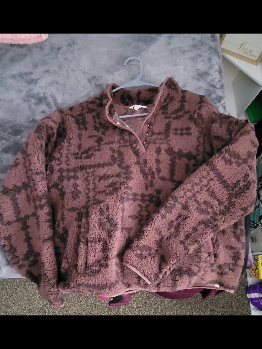 Cozy Plush Sherpa Pullover Jacket in Dusty Rose